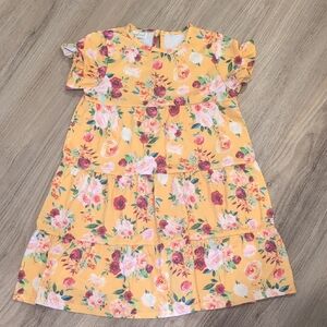 Charming Floral Kids Dress in Yellow